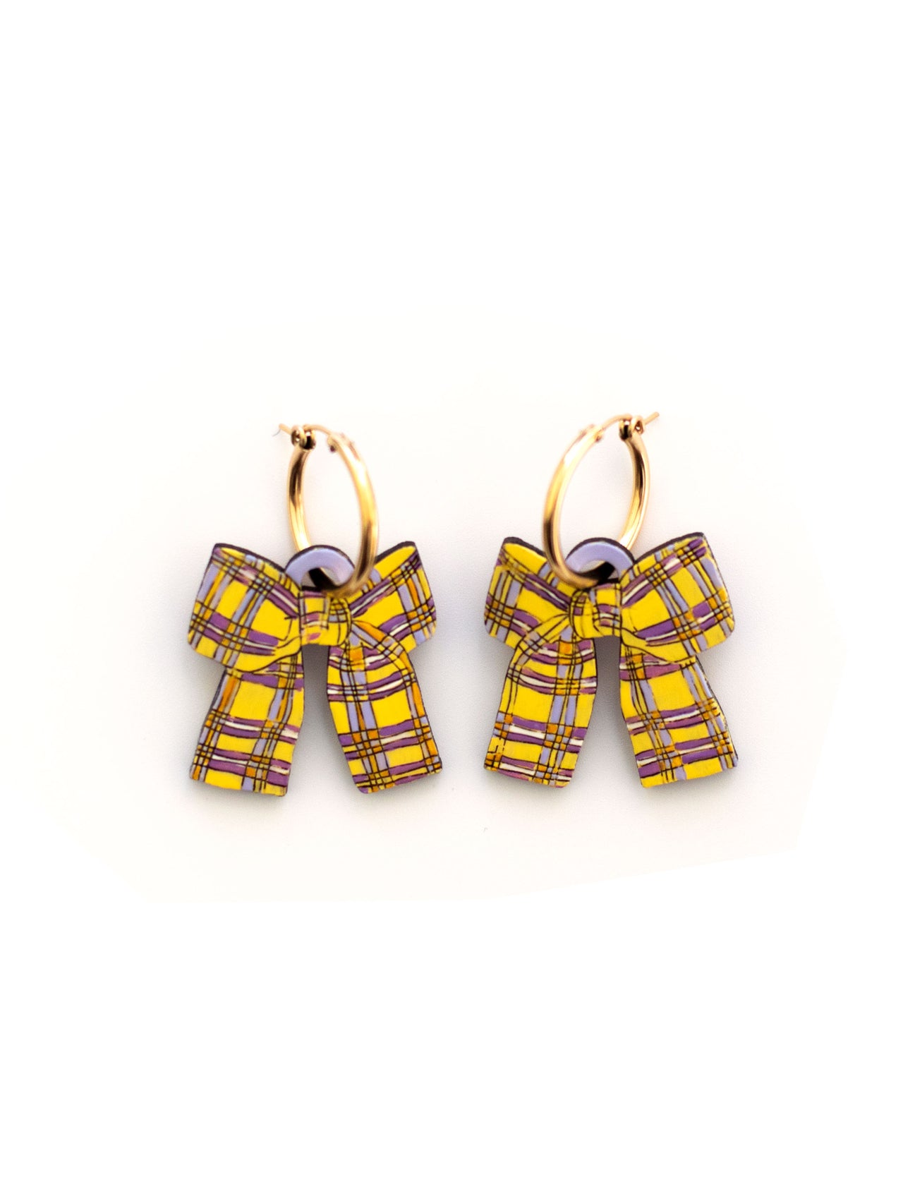 Clueless Plaid Bow Hoops(One-of-a-kind)