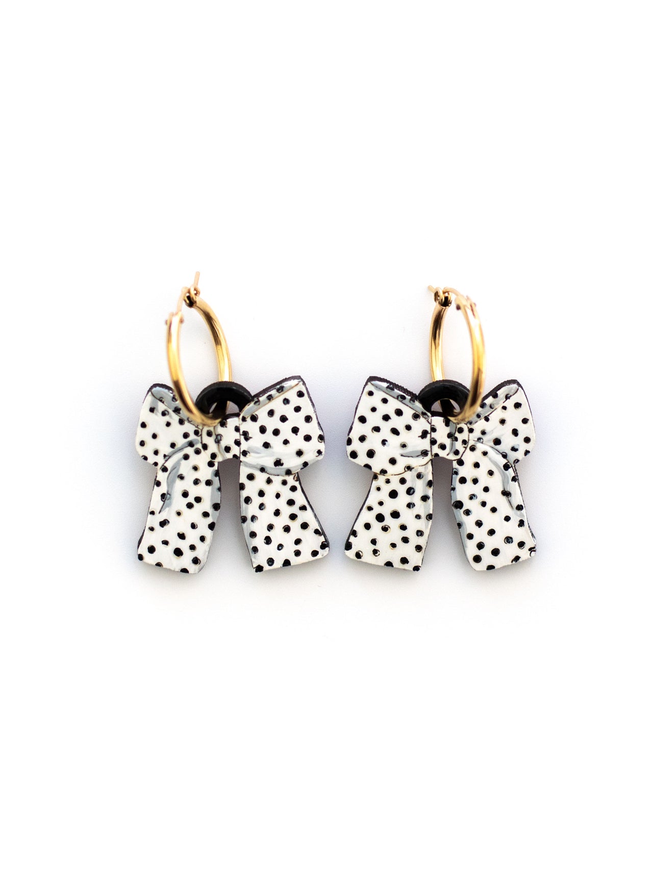 Black and White Polka-dot Bow Hoops(One-of-a-kind)