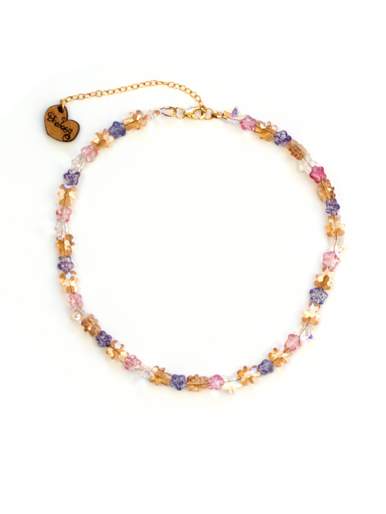 Teddy Bear Heart Glass Necklace